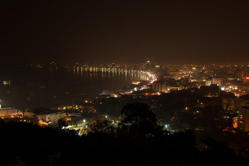 Fototapeta na wymiar Pattaya cityscape panoramic night view