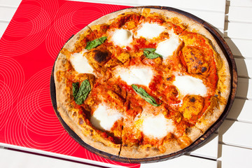 Pizza Margherita with basil