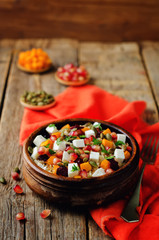 Pumpkin pomegranate dried cranberry goat cheese quinoa salad