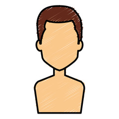 young man shirtless avatar character vector illustration design