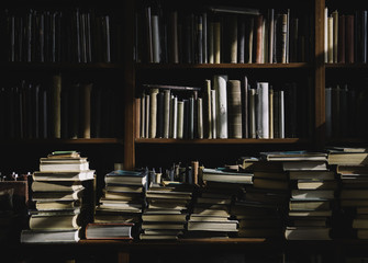 Old books on shelves
