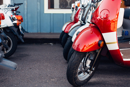 Parked scooters for rent