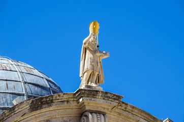 Naklejka premium Statue of Saint Blaise on the Church of St. Blaise in Dubrovnik, Croatia