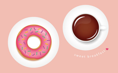 sweet breakfast donut and coffee
