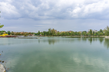 Obraz na płótnie Canvas lake with boat, landscape