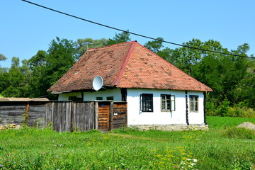 Typical rural landscape and peasant houses in  the village Somartin, Martinsberg, Märtelsberg,...