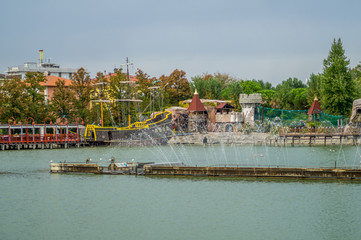 Fototapeta na wymiar lake with boat, landscape