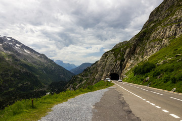 Susten road and glacier in Switzerland