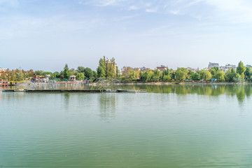 Fototapeta na wymiar landscape, lake with boats