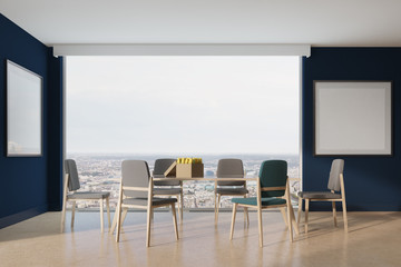 Blue dining room, two posters