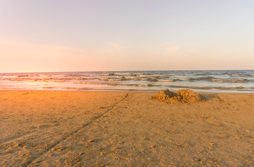 beach and sea at sunset, summer vacation at the sea