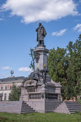 Fototapeta na wymiar Adam Mickiewicz Monument in Warsaw unveiled in 1898