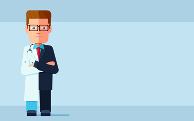 illustration of a man businessman and doctor in one person.