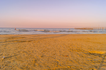 beach and sea at sunset, summer vacation at the sea
