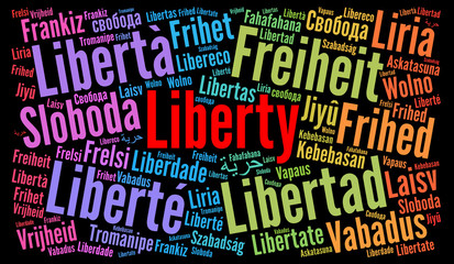 Liberty word cloud in different languages