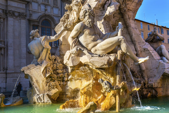 Bernini Fontana Quattro dei Fiumi Fountain Piazza Navona Rome Italy