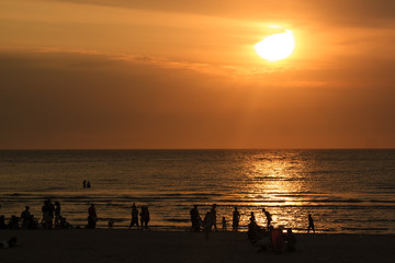 Fototapeta premium Sunset of the Rambla from Punta Carretas, Montevideo, Uruguay.