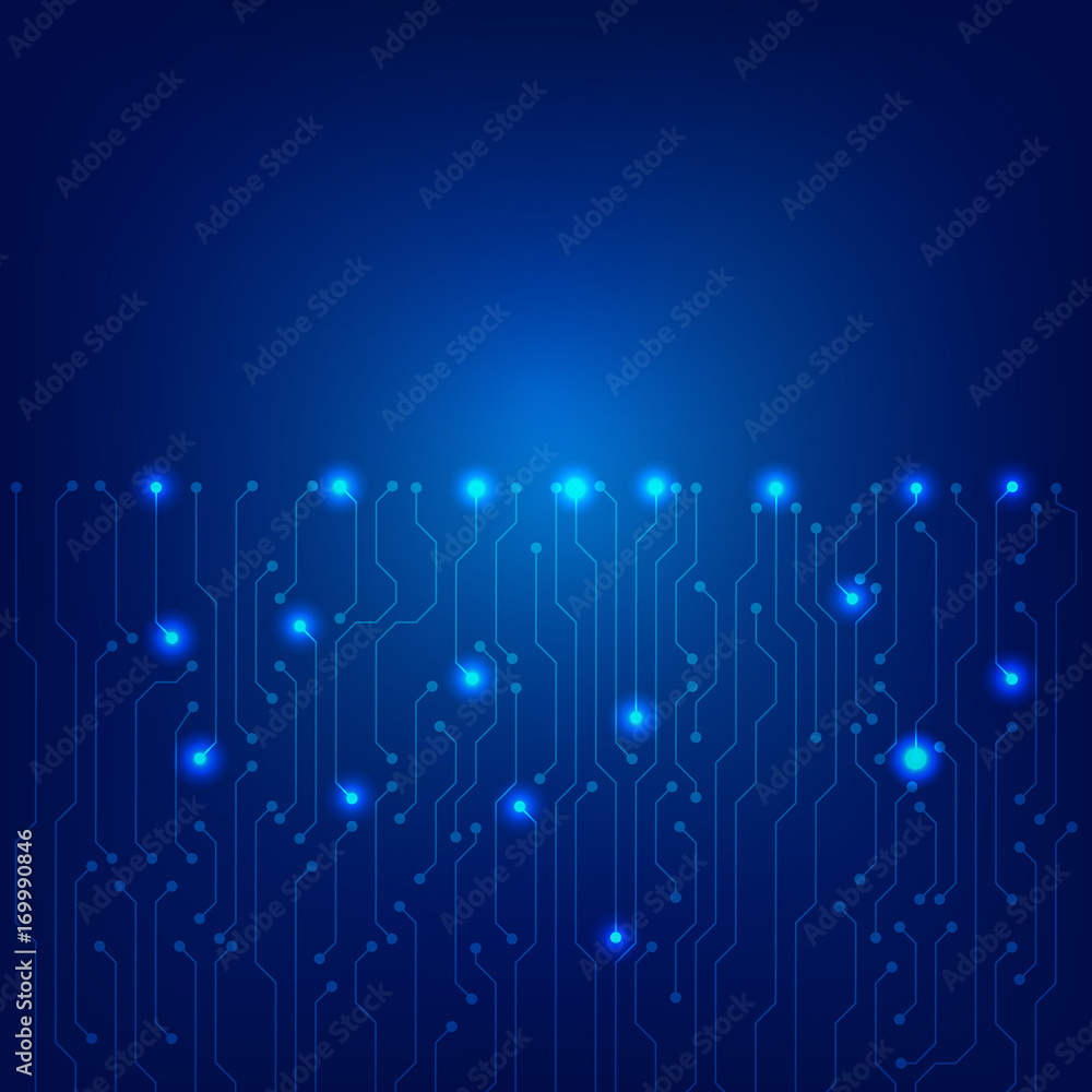 Poster Abstract Hi Tech Blue Circuit Board Pattern Innovation Idea Concept Vector Background