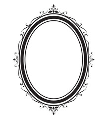 Oval frame and borders black and white on white background, Thai pattern, vector illustration - 169991226