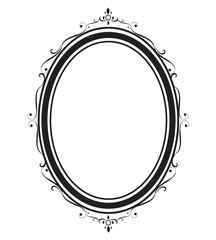 Oval frame and borders black and white on white background, Thai pattern, vector illustration - 169991239