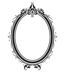 Oval frame and borders black and white on white background, Thai pattern, vector illustration