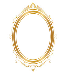 Oval frame and borders Golden frame on white background, Thai pattern, vector illustration - 169991289