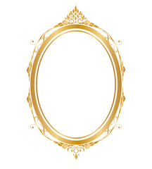 Oval frame and borders Golden frame on white background, Thai pattern, vector illustration - 169991298