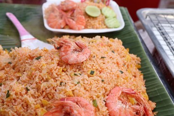 Shrimp fried rice in street food