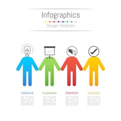 Infographic design elements for your business data with 4 options, parts, steps, timelines or processes, connecting people concept. Vector Illustration.