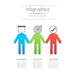 Infographic design elements for your business data with 3 options, parts, steps, timelines or processes, connecting people concept. Vector Illustration.