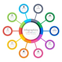 Infographic design elements for your business data with 10 options, parts, steps, timelines or processes. Vector Illustration.
