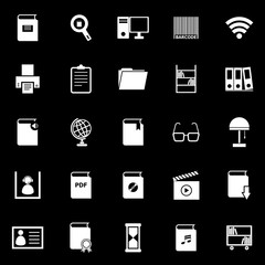 Library icons on black background