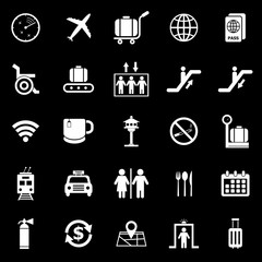Airport icons on black background