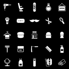Fototapeta premium Barber icons on black background