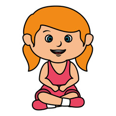 cute little girl seated character vector illustration design