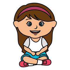 cute little girl seated character vector illustration design