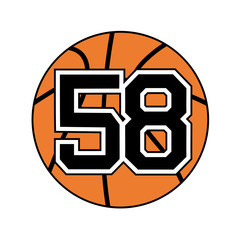 ball of basketball symbol with number 58