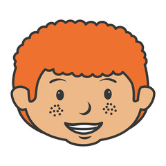 cute little boy head character vector illustration design