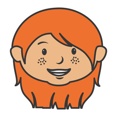 cute little girl head character vector illustration design