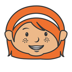 cute little girl head character vector illustration design