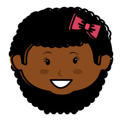 black little girl head character vector illustration design