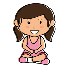 cute little girl seated character vector illustration design