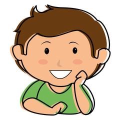 cute little boy lying character vector illustration design