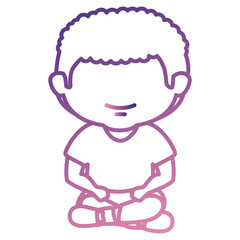 cute little boy seated character vector illustration design