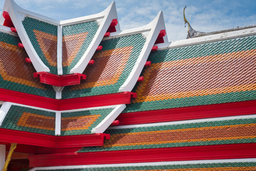 Roof tile texture in Theravada temple, Exterior of Thai Buddhist temple style, Traditional and architecture.