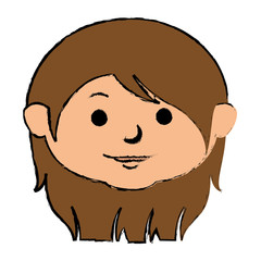 cute little girl head character vector illustration design