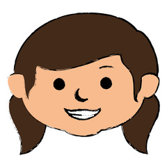 Obraz premium cute little girl head character vector illustration design