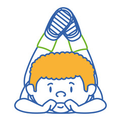 cute little boy lying character vector illustration design