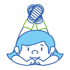 cute little girl lying relax character vector illustration design