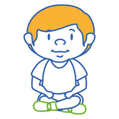 cute little boy seated character vector illustration design